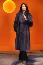 Load image into Gallery viewer, Full length natural racoon fur coat with shawl collar