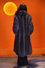 Load image into Gallery viewer, Full length natural racoon fur coat with shawl collar