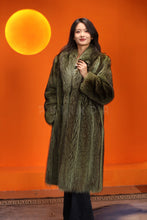 Load image into Gallery viewer, Full length natural racoon fur coat with shawl collar