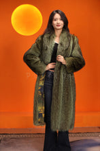 Load image into Gallery viewer, Full length natural racoon fur coat with shawl collar