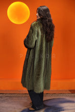 Load image into Gallery viewer, Full length natural racoon fur coat with shawl collar