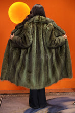 Load image into Gallery viewer, Full length natural racoon fur coat with shawl collar