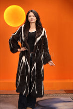 Load image into Gallery viewer, Full length skunk fur coat with shawl collar