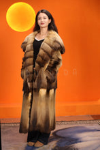 Load image into Gallery viewer, Full length natural golden marten coat with shawl collar