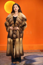 Load image into Gallery viewer, Full length natural golden marten coat with shawl collar