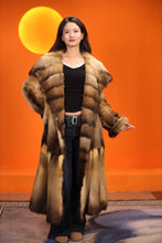 Load image into Gallery viewer, Full length natural golden marten coat with shawl collar