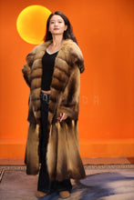 Load image into Gallery viewer, Full length natural golden marten coat with shawl collar