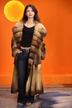 Load image into Gallery viewer, Full length natural golden marten coat with shawl collar