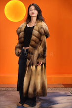 Load image into Gallery viewer, Full length natural golden marten coat with shawl collar
