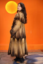 Load image into Gallery viewer, Full length natural golden marten coat with shawl collar