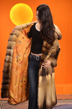 Load image into Gallery viewer, Full length natural golden marten coat with shawl collar