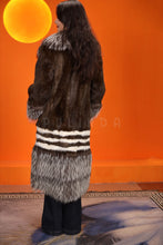 Load image into Gallery viewer, Full length natural mink fur coat with silver fox shawl collar