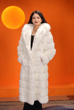 Load image into Gallery viewer, Full length natural arctic hare fur hooded coat