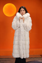 Load image into Gallery viewer, Full length natural arctic hare fur hooded coat