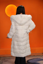 Load image into Gallery viewer, Full length natural arctic hare fur hooded coat