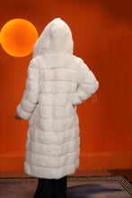 Load image into Gallery viewer, Full length natural arctic hare fur hooded coat