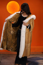 Load image into Gallery viewer, Penny lane in womens full length golden marten coat with fox fur trims