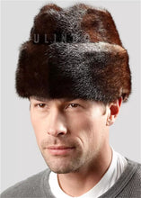 Load image into Gallery viewer, Mahogany Mink Cossack Hat for Men Shearling Cossack Mink Fur Hat High Quality Spring Winter Warm Fashion Caps for Men