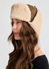 Load image into Gallery viewer, Shearling Sheepskin Aviator Hat in Olive and Tan Custom Winter Warm Soft Shearling Hat Womens Ushanka Sheep Fur Hat