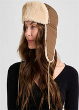 Load image into Gallery viewer, Shearling Sheepskin Aviator Hat in Olive and Tan Custom Winter Warm Soft Shearling Hat Womens Ushanka Sheep Fur Hat
