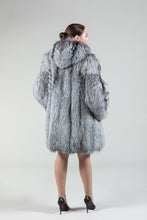 Load image into Gallery viewer, Real Silver Fox Fur Coat Hooded