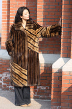 Load image into Gallery viewer, Full length natural Saga sable fur coat with shawl collar