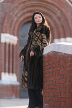 Load image into Gallery viewer, Full length natural Saga sable fur coat with shawl collar