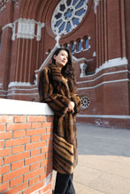 Load image into Gallery viewer, Full length natural Saga sable fur coat with shawl collar