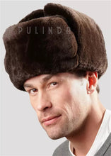 Load image into Gallery viewer, Sheared Beaver Full Fur Trapper Hat for Men Beaver Felt Top Hat Factory Price Fashionable Winter Warm Luxury Fur Hat for Men