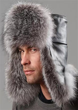 Load image into Gallery viewer, The Silver Fox Fur Trooper Hat for Men Wholesale Natural Fox Russian Ushanka Hats Winter Thick Warm Ears Fashion Bomber Earflap