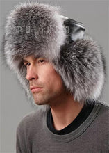 Load image into Gallery viewer, The Silver Fox Fur Trooper Hat for Men Wholesale Natural Fox Russian Ushanka Hats Winter Thick Warm Ears Fashion Bomber Earflap