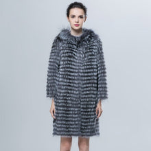 Load image into Gallery viewer, Striped Silver Fox Fur Coat