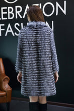 Load image into Gallery viewer, Striped Silver Fox Fur Coat
