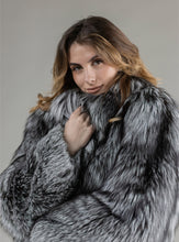 Load image into Gallery viewer, Real Silver Fox Fur Coat
