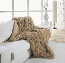 Load image into Gallery viewer, Mongolian Sheep Wool Bed Real Fur Throw Blanket
