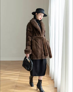 Brown Saga Mink Blazer Coat
