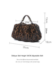 Load image into Gallery viewer, Ladies Mink Fur Handbag with Leopard Print