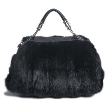 Load image into Gallery viewer, Ladies Mink Fur Handbag with Leopard Print