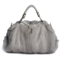 Load image into Gallery viewer, Ladies Mink Fur Handbag with Leopard Print