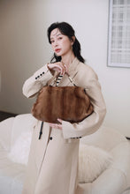 Load image into Gallery viewer, Ladies Mink Fur Handbag with Leopard Print