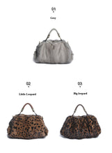 Load image into Gallery viewer, Ladies Mink Fur Handbag with Leopard Print