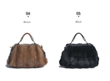 Load image into Gallery viewer, Ladies Mink Fur Handbag with Leopard Print