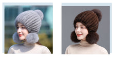 Load image into Gallery viewer, Ladies Mink Fur Hat with Fox Fur Pom Pom