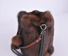 Load image into Gallery viewer, Ladies Mink Fur Shoulder Bucket Bag