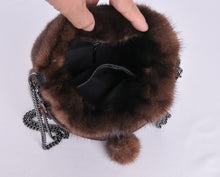 Load image into Gallery viewer, Ladies Mink Fur Shoulder Bucket Bag