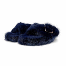 Load image into Gallery viewer, Mink Flat Sandals Outdoor Fur Slides