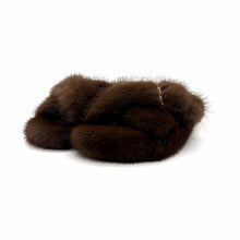 Load image into Gallery viewer, Mink Flat Sandals Outdoor Fur Slides