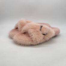 Load image into Gallery viewer, Mink Flat Sandals Outdoor Fur Slides
