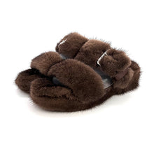 Load image into Gallery viewer, Mink Sandals Fur Flat Slides