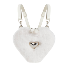 Load image into Gallery viewer, White Real Mink Fur Heart Bag Purse